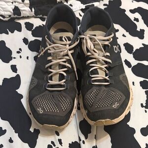 On Running Black and Tan Athletic Shoes
